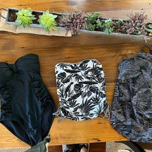 Swim Suit Bundle - Strapless suit. Strapless Top. Halter Top